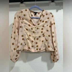 Ann Taylor Factory XSP, peach with gray & brown dot print. EXCELLENT cond.
